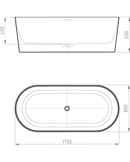 FERRUM KHIOS BAÑERA ISLA OVAL SLIM 170X82X60 KHI-IS-014-BL
