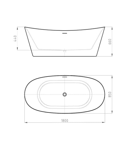 FERRUM KHIOS BAÑERA ISLA ELIPLSE 180X85X66 KHI-IS-015-BL
