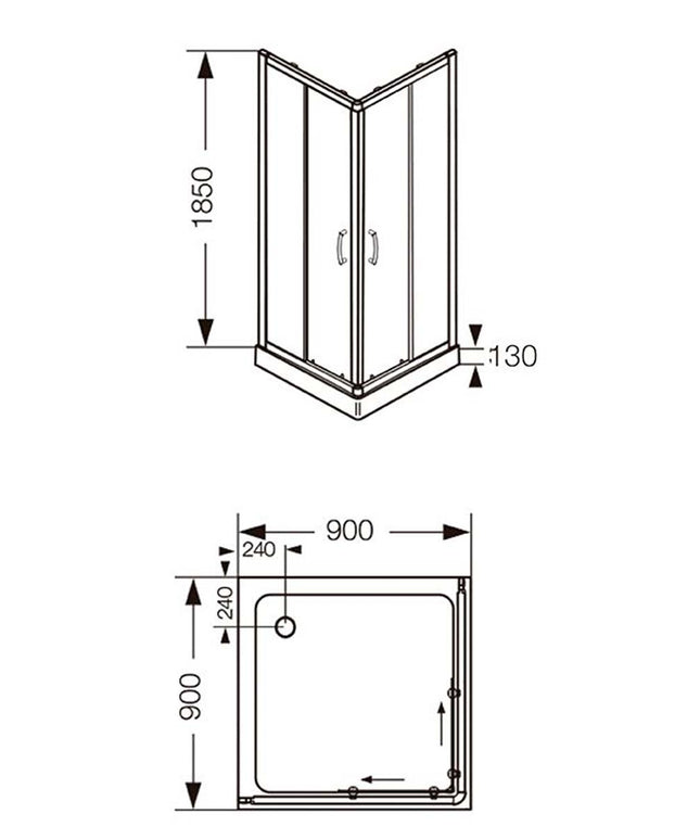 FERRUM KHIOS CABINA 90X90 NB9CE C KHI-BX-019-CR + NR9C KHI-BX-019-CR