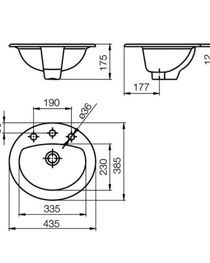 FERRUM TORI LAVATORIO ARMONICA OVAL 3 AG L029S TOR-BH-042-BL
