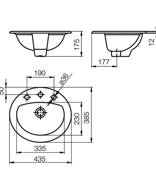 FERRUM TORI LAVATORIO ARMONICA OVAL 3 AG L029S TOR-BH-042-BL