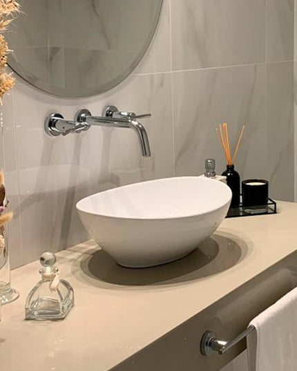 FERRUM TORI BACHA OVALADA BLANCO SATINADO 39 CM L60KF TOR-BH-060-BS