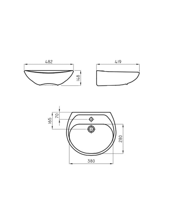 FERRUM ANDINA LAVATORIO 3 AGUJEROS LEA3 AND-LV-300-BL