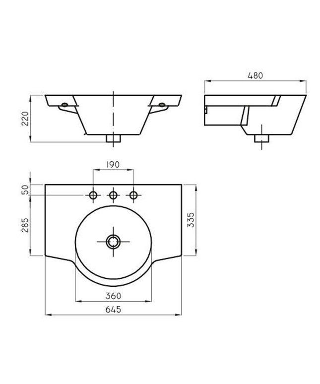FERRUM MARINA LAVATORIO 3AG 65CM LH63J MAR-MS-301-BL