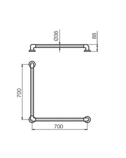 FERRUM TRAFUL STOCK BARRAL FIJO TIPO L 70 CM Ø36MM VPFL7-R ESP-BR-010-RO