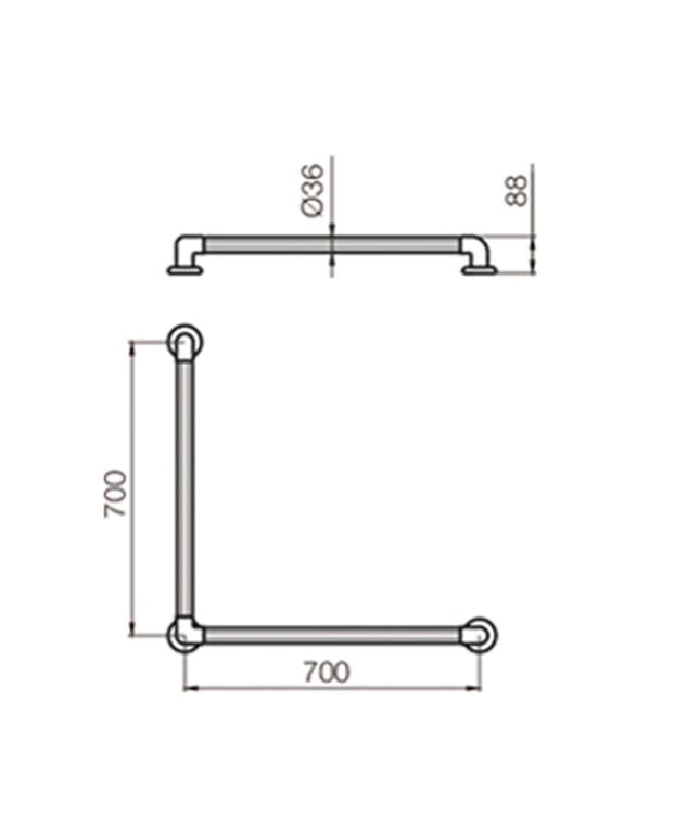 FERRUM TRAFUL STOCK BARRAL FIJO TIPO L 70 CM Ø36MM VPFL7-R ESP-BR-010-RO