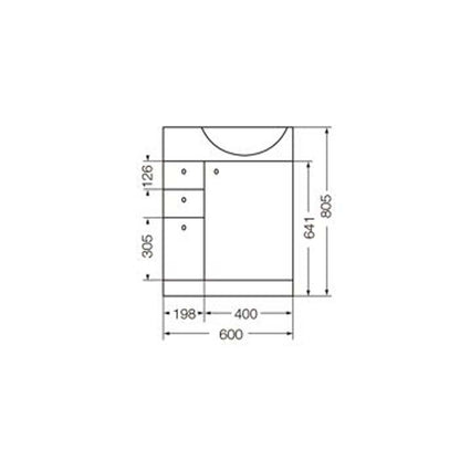 FERRUM AVIGNON MUEBLE 65 CON CAJONES X6IH AVI-MB-014-BL