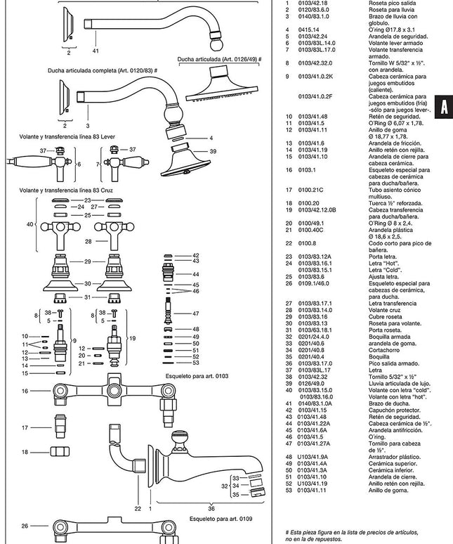 FV VERMONT LEVER DUCHA C/TRANS 0103/83L-CCB