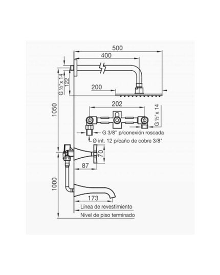 FV URBANO STOCK LEVER DUCHA C/TRANSF ROSE GOLD 0103/H3L-RG