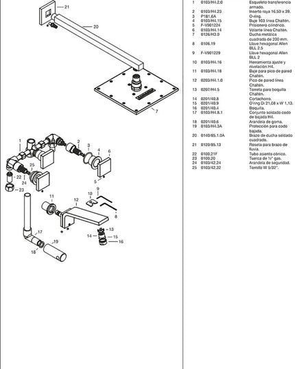 FV CHALTEN DUCHA C/TRANS POLISHED BRASS 0103/H4-PB