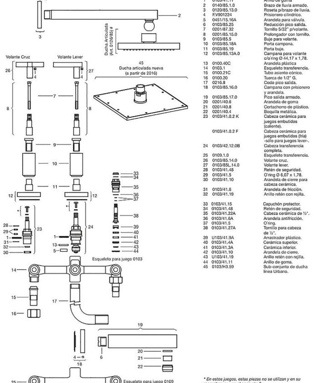 FV DOMINIC LEVER DUCHA C/TRANS NEGRO 0103R/85L-BK