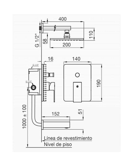 FV DOMINIC NEW MONO DUCHA Y BAÑERA NEGRO MATE 0106/85N-NG