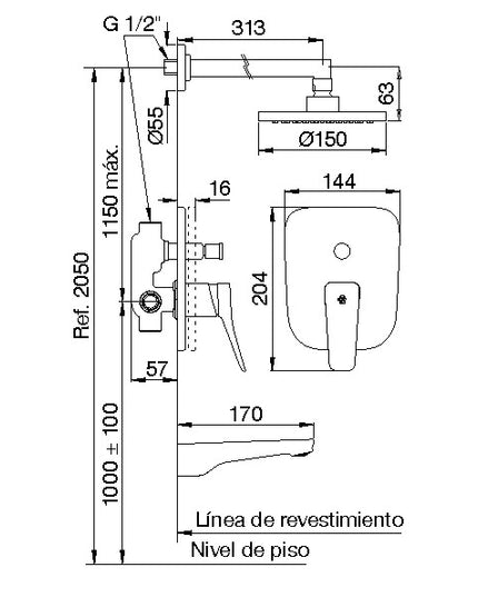 FV CHAPELCO MONOC JUEGO PARA BAÑERA Y DUCHA NEGRO 0106/S7-NG