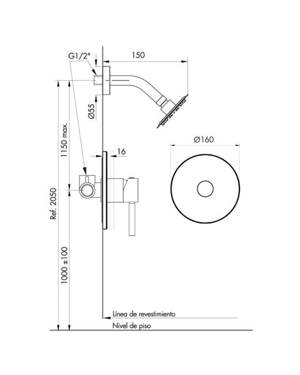 FV INOX ONE MONOC DUCHA ACERO INOXIDABLE 0108/I1-AI
