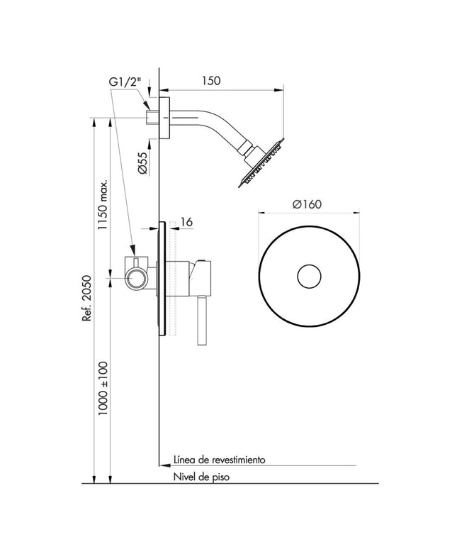 FV INOX ONE MONOC DUCHA ACERO INOXIDABLE 0108/I1-AI
