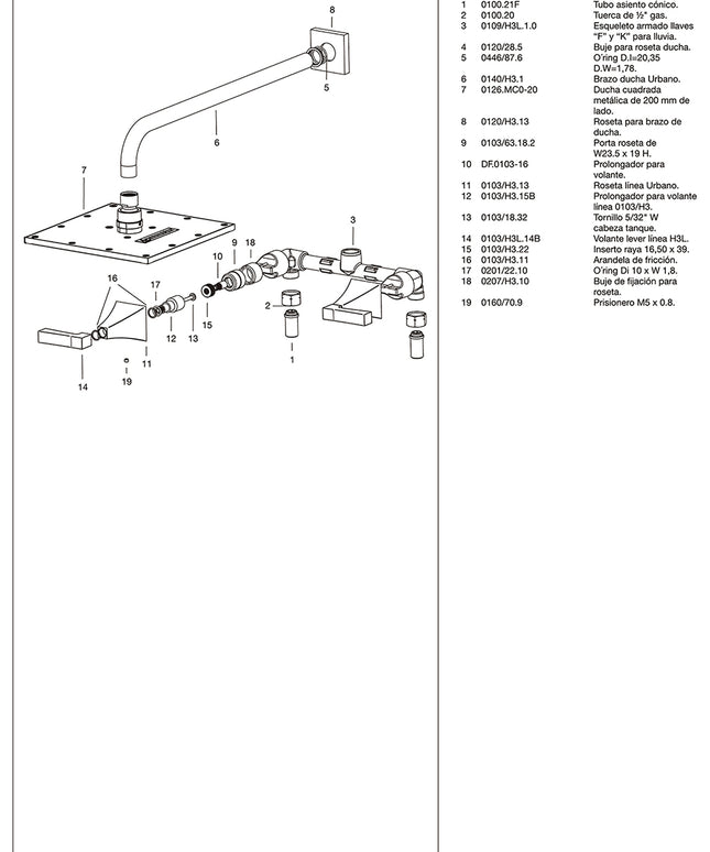 FV URBANO STOCK LEVER PARA DUCHA S/TRANS 0109/H3L-CR