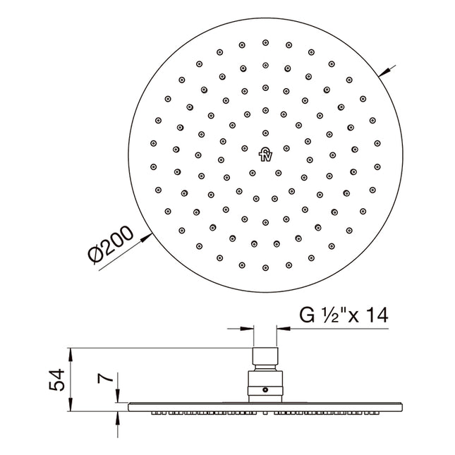 FV DUCHA ARTIC METALICA DIAMETRO 200MM 0126.MR0-20-CR