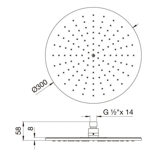 FV DUCHA ARTIC METALICA DIAMETRO 300MM 0126.MR0-30-CR