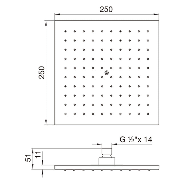FV DUCHA ARTIC PLASTICA 250MM DE LADO 0126.PC0-25-CR