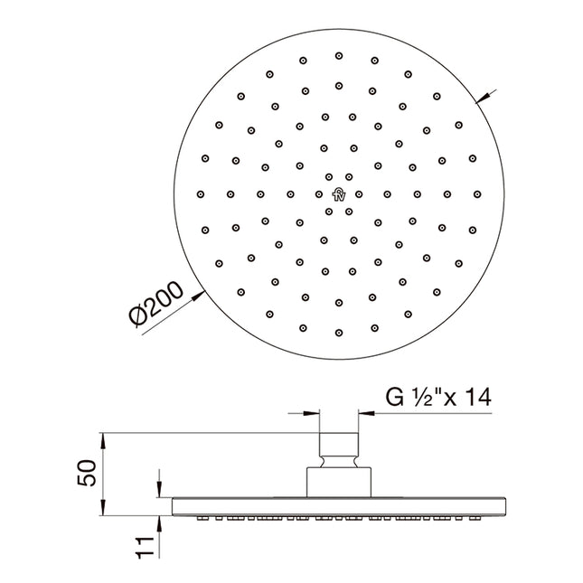 FV DUCHA ARTIC PLASTICA DIAMETRO 200MM 0126.PR0-20-CR