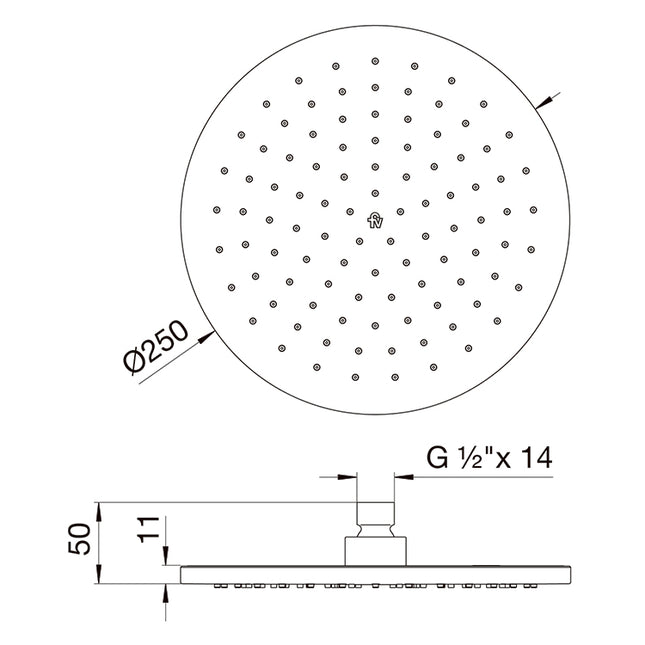 FV DUCHA ARTIC PLASTICA DIAMETRO 250MM 0126.PR0-25-CR