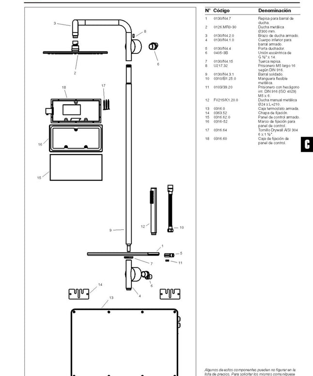 FV CLIP MONOCOMANDO TERMOSTATICO P/DUCHA NEGRO 0130/N4-FB