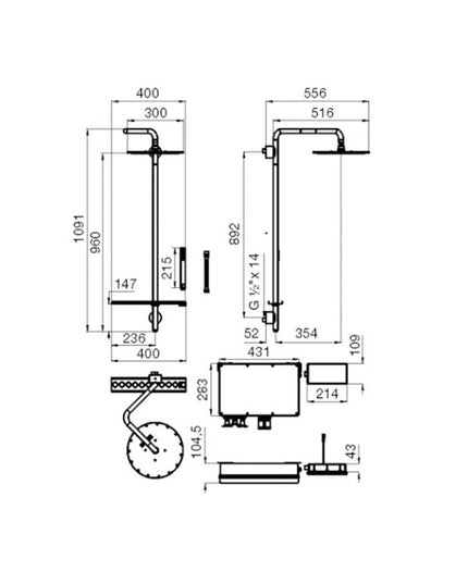 FV CLIP MONOCOMANDO TERMOSTATICO P/DUCHA NEGRO 0130/N4-FB