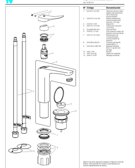 FV CHAPELCO MONOC JUEGO PARA LAVATORIO NEGRO 0181/S7-NG