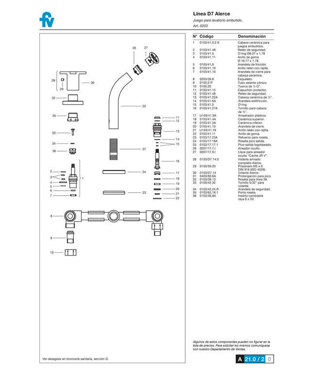 FV ALERCE  LAVATORIO DE PARED 0203/D7-CR