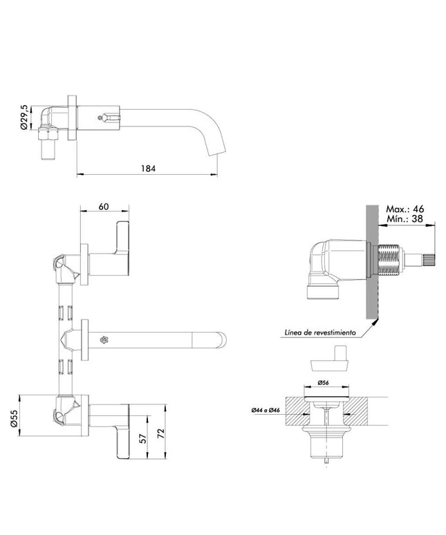 FV MAUNA LAVATORIO PARED 0203/G8-CR