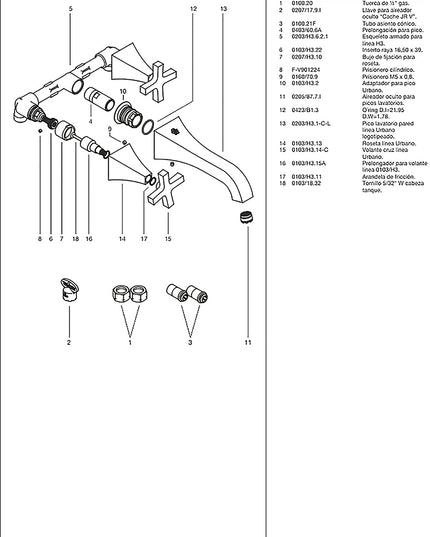 FV URBANO STOCK LAVATORIO DE PARED 0203/H3-RG