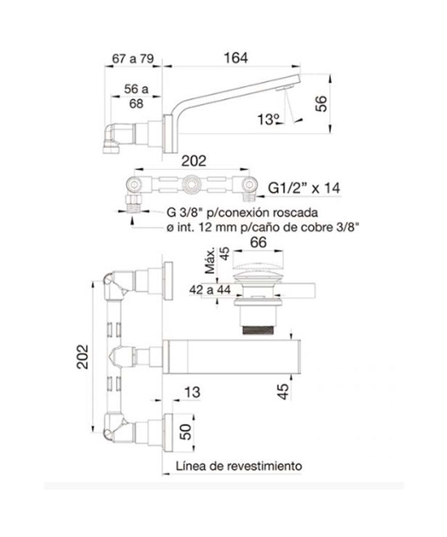 FV CHALTEN LAVATORIO DE PARED NEGRO 0203/H4-BK