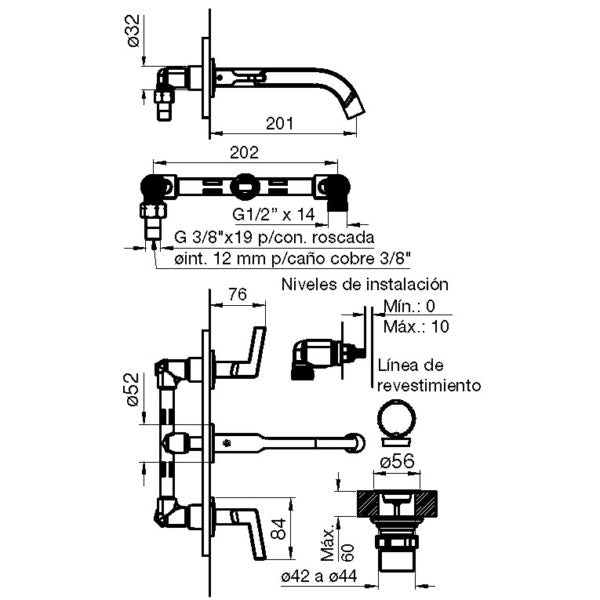 FV ARRAYAN LAVATORIO DE PARED 0203/H6-CR