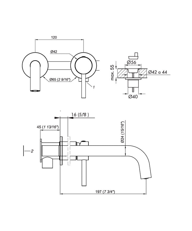 FV INOX ONE LAVATORIO DE PARED NEGRO 0206/I1-NG