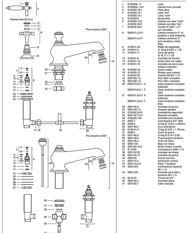 FV VERMONT LEVER LAVATORIO 0207/83L-CCB