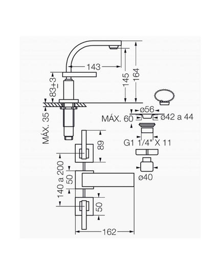 FV DOMINIC LEVER LAVATORIO NEGRO 0207R/85L-BK