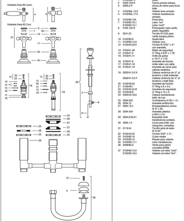 FV VERMONT LEVER PARA BIDE 0295/83L-CCB