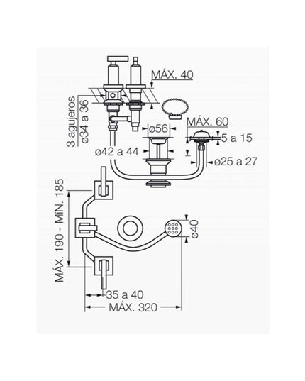 FV DOMINIC LEVER BIDET BRUSHED BRASS 0295R/85L-BB