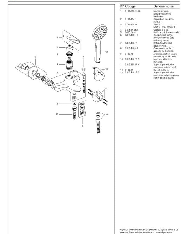 FV MELINCUE STOCK MONO DUCHA EXTERIOR C/TRANS 0310/C9-CR