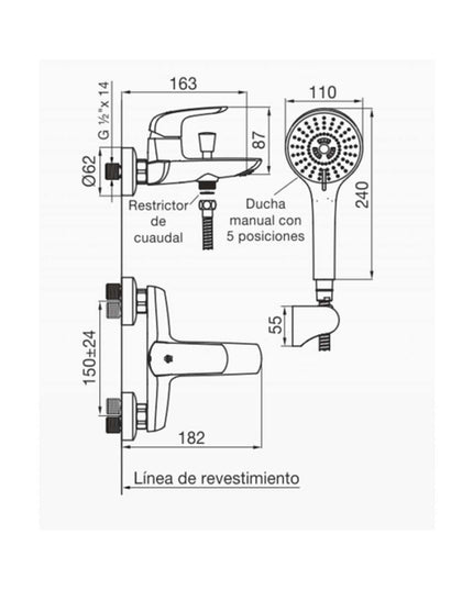 FV EPUYEN MONO DUCHA EXTERIOR C/TRANS 0310/L2-CR