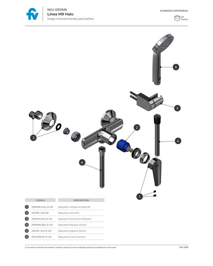FV HALO MONOC DUCHA S/TRANSFERENCIA 0311/M9-CR