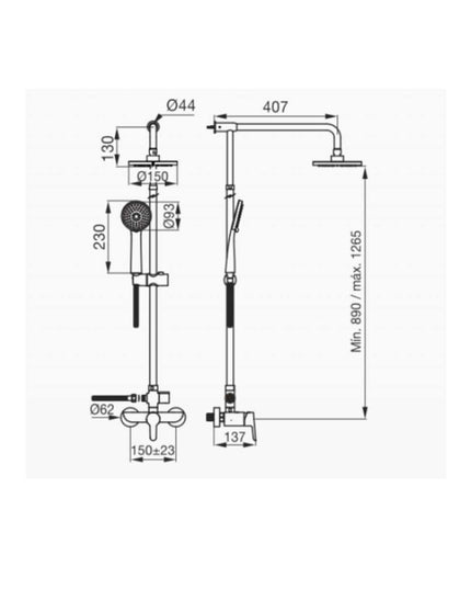 FV PUELO MONOC DUCHA  EXTERIOR S/TRANS NEGRO MATE 0312/B5-NG