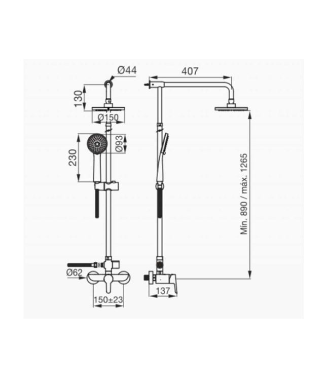 FV PUELO MONOC DUCHA  EXTERIOR S/TRANS NEGRO MATE 0312/B5-NG
