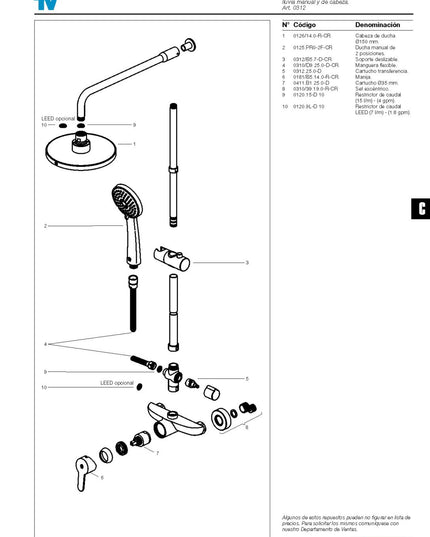 FV PUELO MONOC DUCHA  EXTERIOR S/TRANS 0312/B5-CR