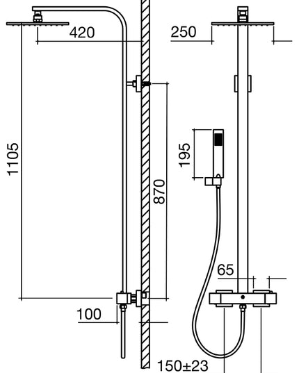 FV DOMINIC NEW DUCHA DE PARED CON TERMOSTATICO 85N NEGRO 0313/85N-NG