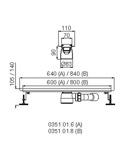 FV DESAGUE LINEAL 80 CM NEGRO 0351.01.8-NG