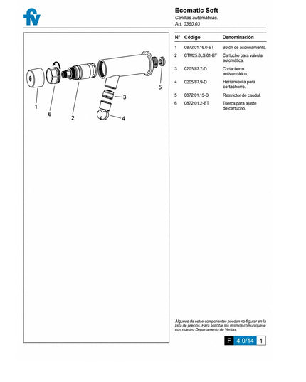 FV ECOMATIC CANILLA AUTOMATICA PARA PARED 0360.03-CR
