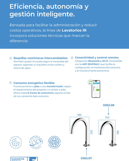 FV TRONIC ELECTRONICO P/LAVATORIO ALTO A PILA 0363.07P-CR