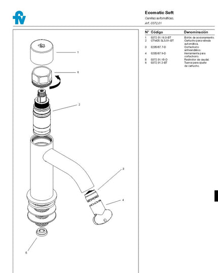 FV ECOMATIC CANILLA AUTOMATICA PARA LAVATORIO 0372.01-CR