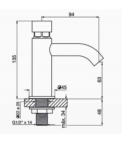 FV ECOMATIC CANILLA AUTOMATICA PARA LAVATORIO 0372.01-CR
